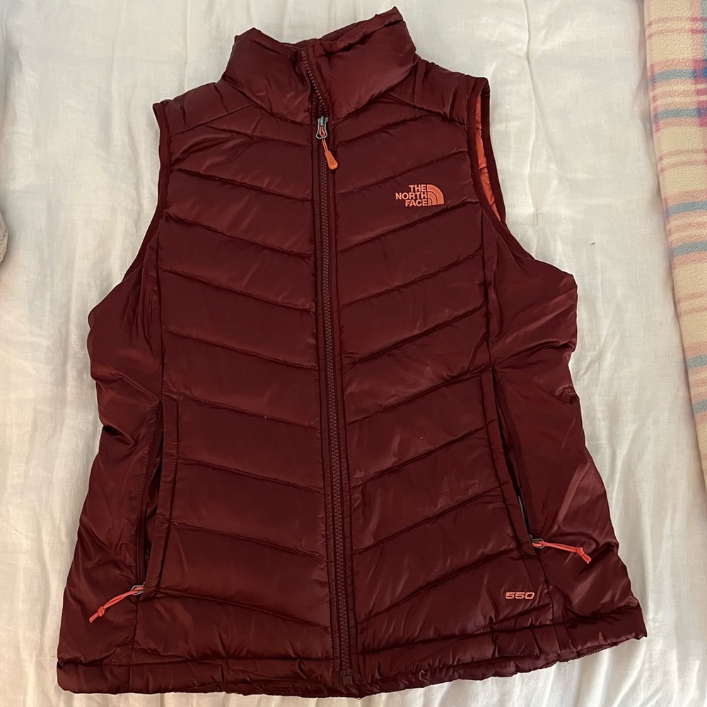 Burgundy North face Puffy Vest